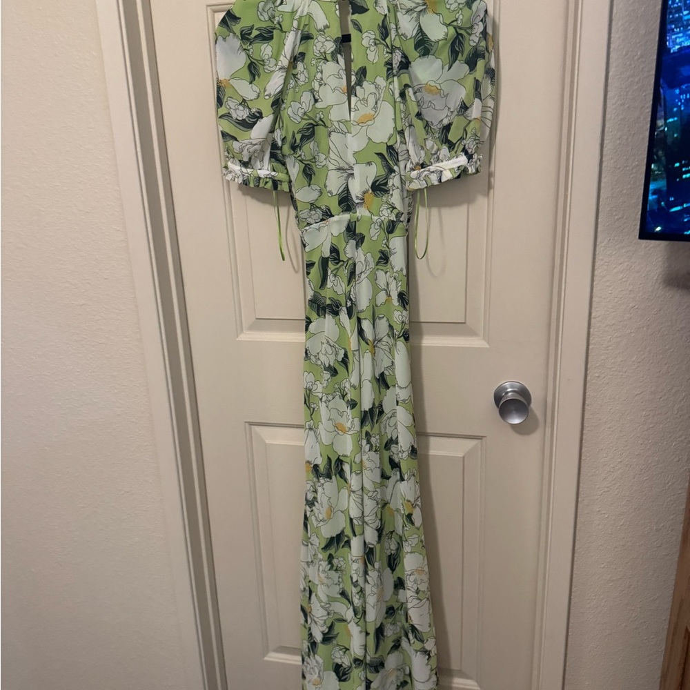 Anthropologie BHLDN Puff-Sleeve Bow-Front V-Neck Maxi Dress - Picture 4 of 4